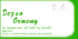 dezso ormeny business card